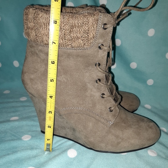 Brown-Gray Charlotte Russe Heeled Booties - Picture 3 of 3